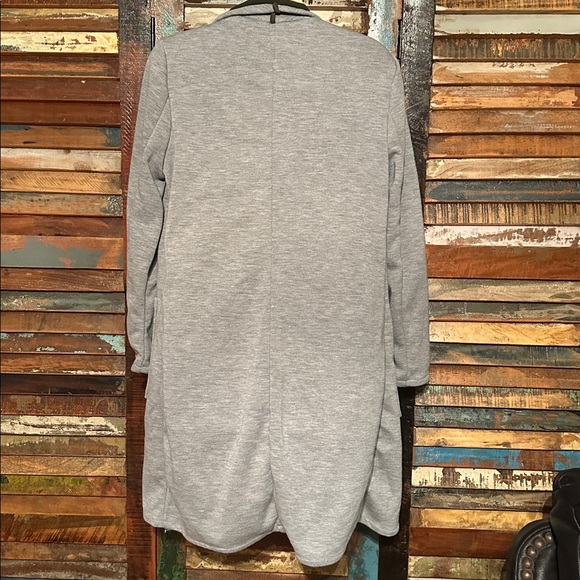 CLEAR OUT! FABLETICS MOSCOW COAT DRAPED CARDIGAN DUSTER GREEN FLEECE GRAY SZ SM - Picture 6 of 8